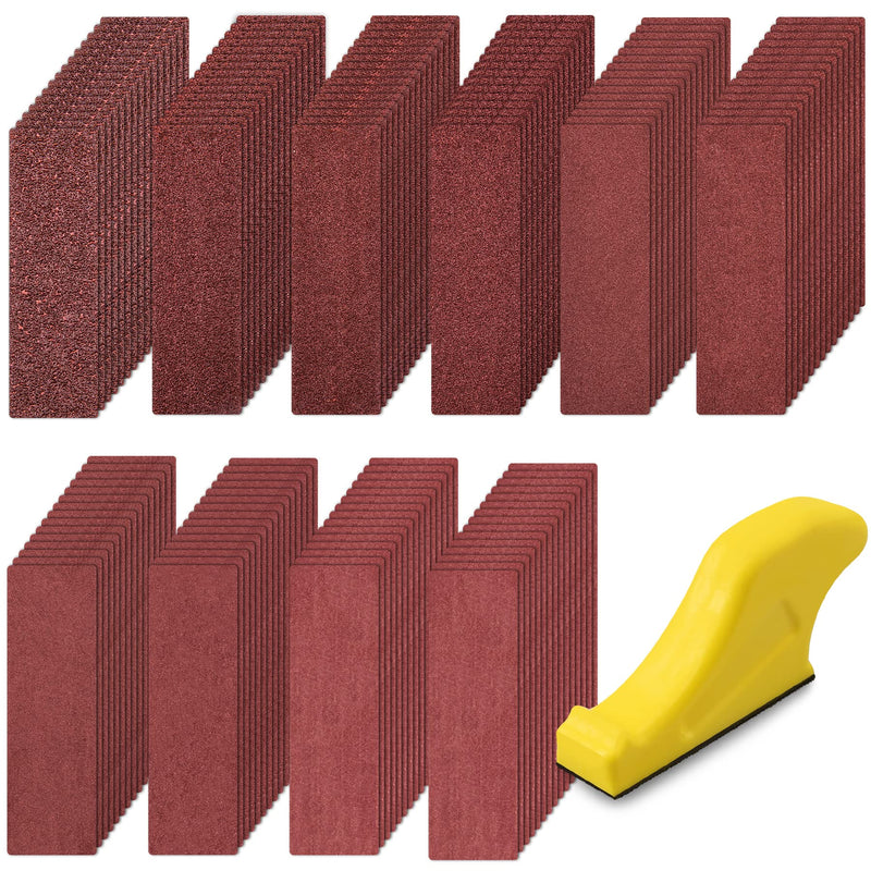SIQUK 150 piece sandpaper set sanding sheets grit 40/60/80/120/180/240/320/400/600/800 sanding pads sandpepier sheet sandpaper with hand sanding block for sanding and polishing