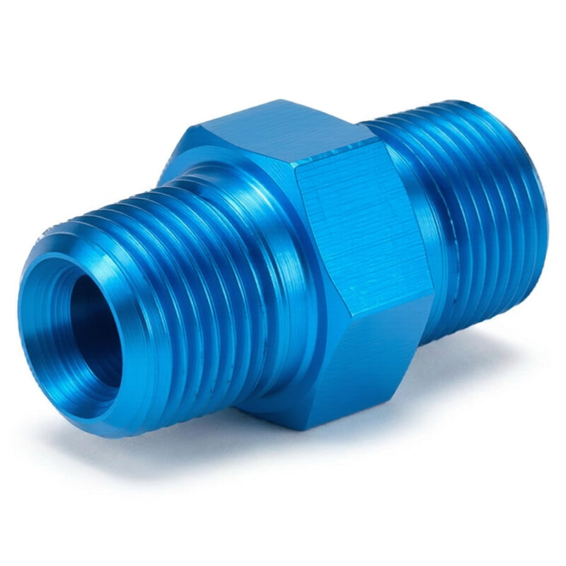 PrecisionGeek Aluminum 1/8 NPT to 1/8 NPT Male to Male Adapter/Coupling Plug, Anodized - 1 Piece (Blue) Blue