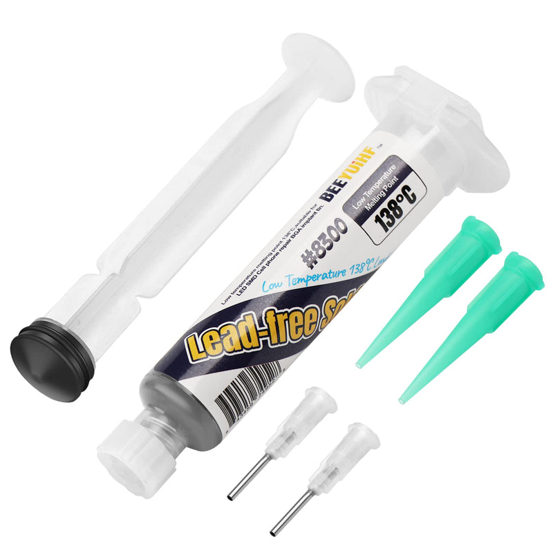BEEYUIHF Lead-Free Solder Paste, Sn42 Bi58 Syringe Solder Paste Flux, Lead-Free Solder Flux Tin Paste, Low Temperature 138 Degrees, for BGA SMT Solder (1.05oz/30g)