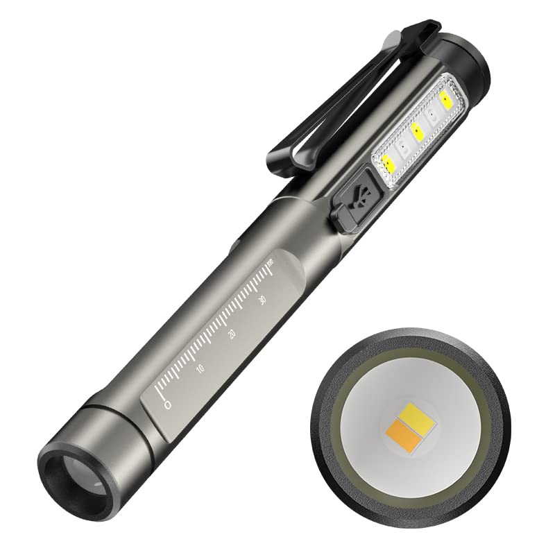 Diagnostic Medical Penlight, Rechargeable Pen Torch Light, Reusable LED Penlight with Integrated Battery, Pupil Gauge for Doctor, Nurse, Emergency
