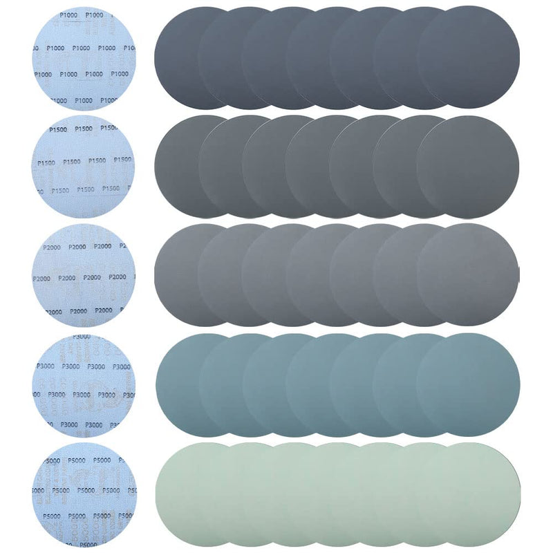 150mm sandpaper for polishing (grit 1000/1500/2000/3000/5000), 40 pieces 150mm sanding discs 6 inch sanding sheets for car paint work grit 1000/1500/2000/3000/5000