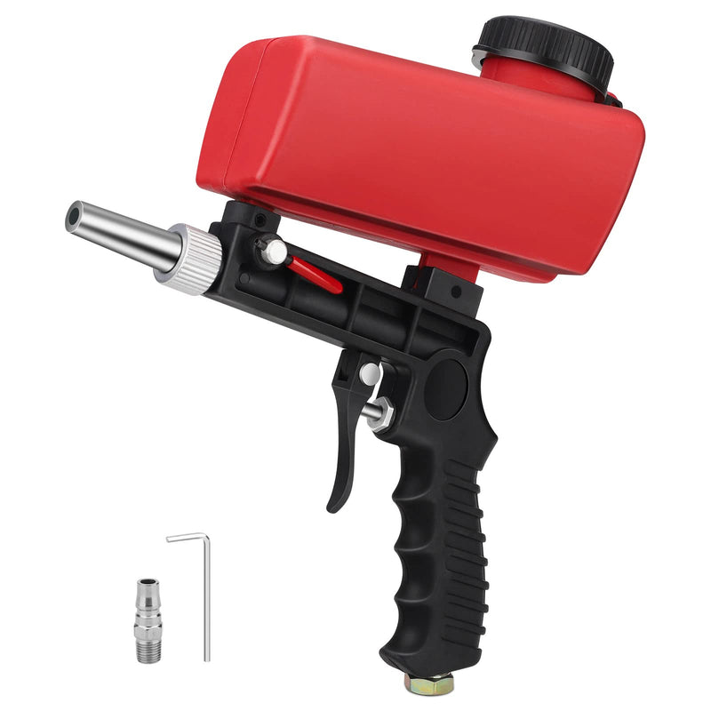 Pneumatic Sandblaster Portable Handheld Small Sandblasting Machine Multifunctional Sandblasting Gun Pneumatic Sandblasting Gun for Remove Paint Stains Rust Clean Surfaces (Red) Red