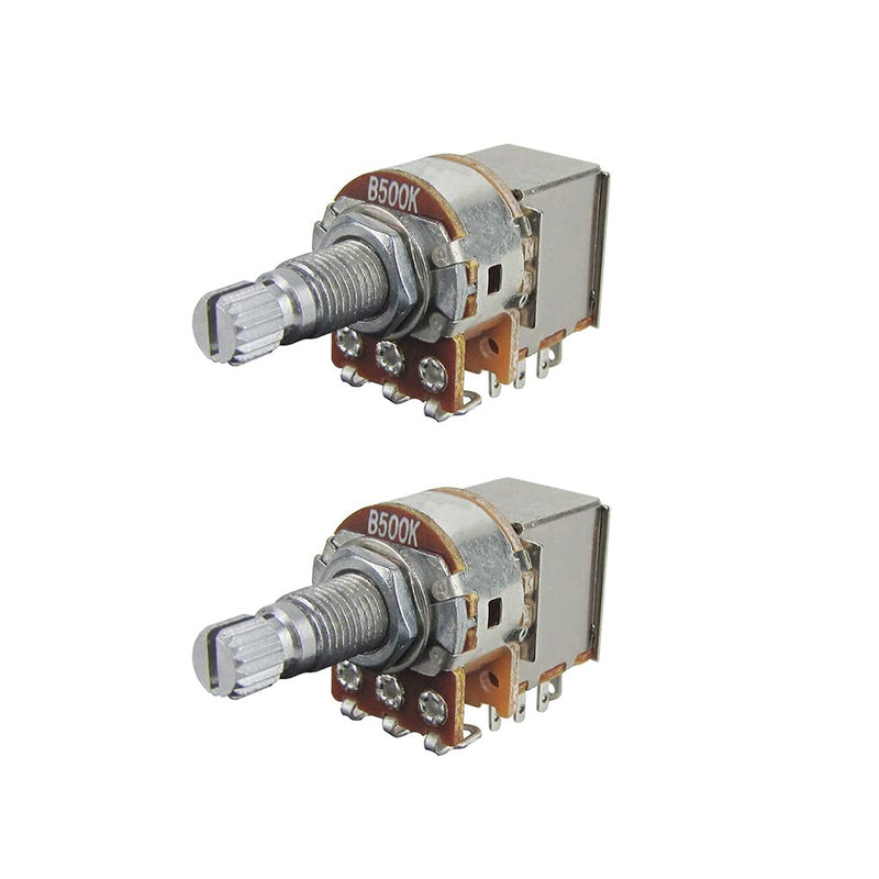 FLEOR B500K Push Pull Potentiometer Linear Taper Pots 18mm Long Split Shaft for Electric Guitar Control Switch Parts, 2 Pack Long Shaft