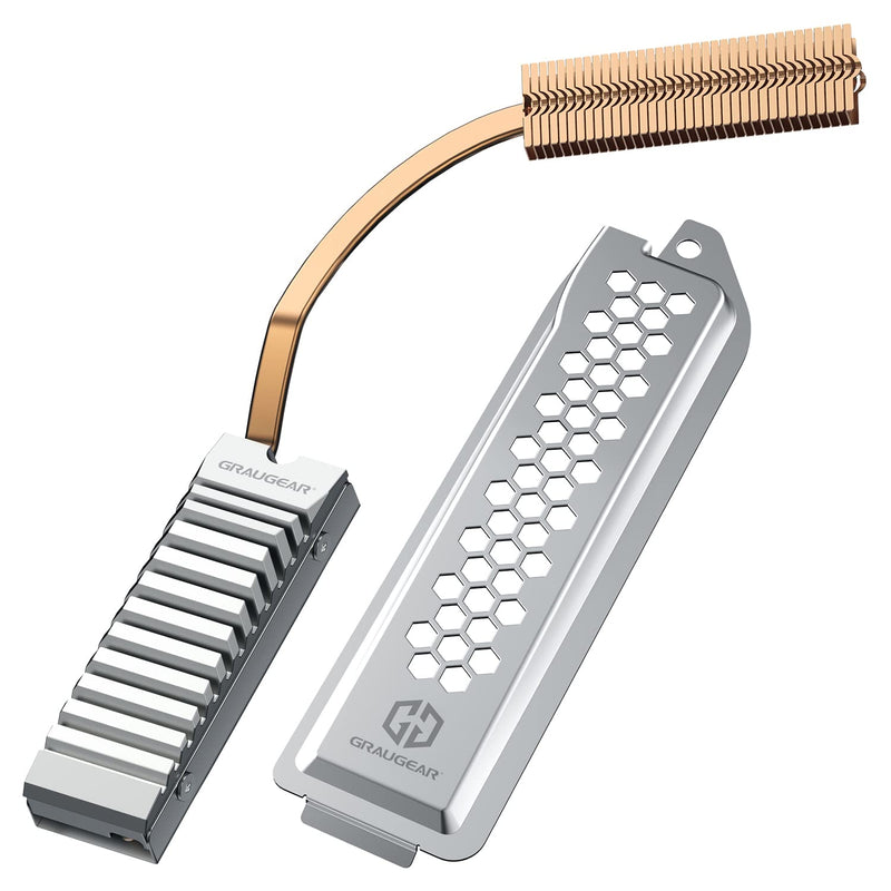 GRAYEAR | Heatpipe heatsink for M.2 SSD (2280) with cover | PS5 Heatpipe Cooler Kit | for PS®5 memory expansion | 4x thermal pads incl. | G-PS5HS01-Cov