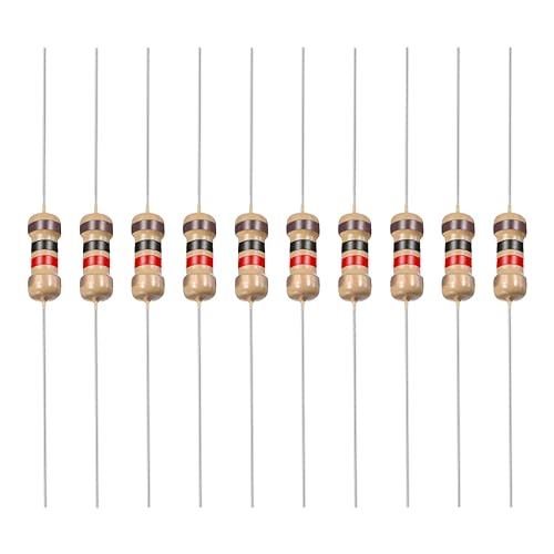 Yokive Carbon Film Resistor 1/4W 1K Ohm 5% Tolerances Pack of 200 | (4 color bands 1.77 x 0.09 inches) resistance good for DIY electronic projects