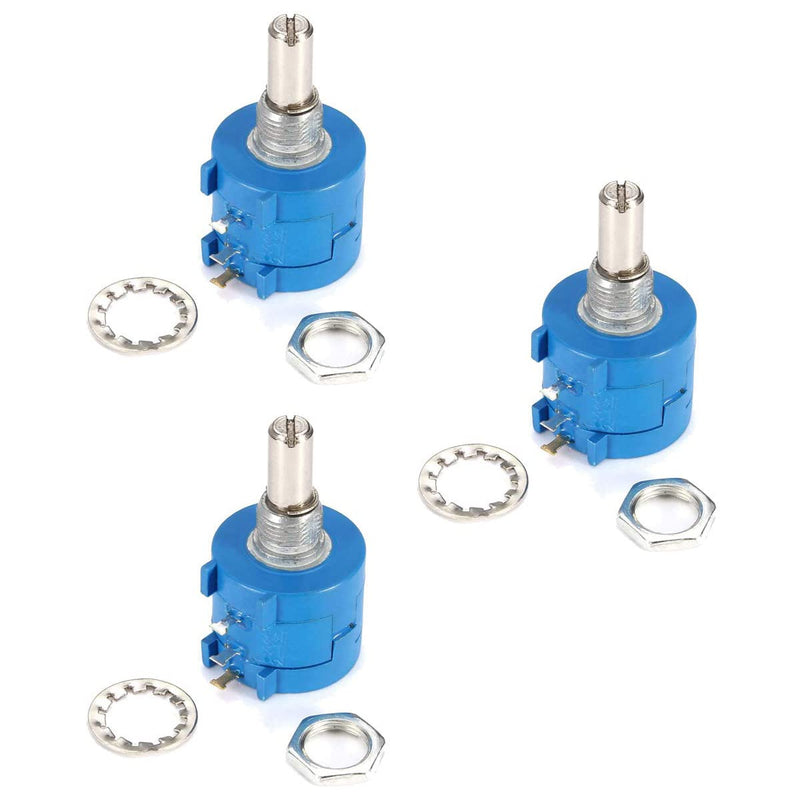 Hailege 3pcs 3590S-2-103L 10K Ohm 10-Turn Rotary Wire Wound Precision Potentiometer Pot
