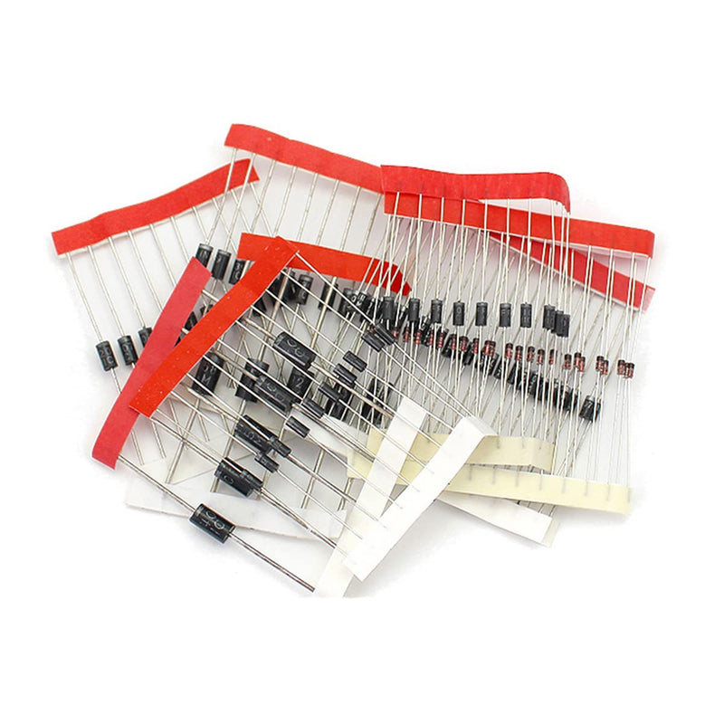 Hailege 100pcs Schottky Rectifier Diode Assortment Kit Including 8 Values 1N4148 1N4007 1N5819 1N5399 1N5408 1N5822 FR107 FR207