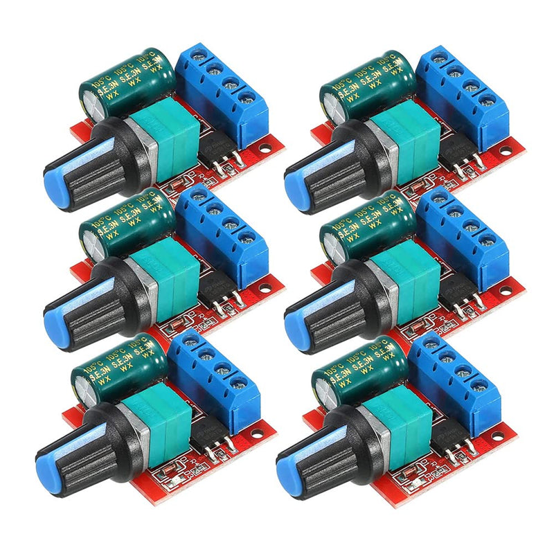 GUUZI DC Motor Speed Controller DC 6V 12V 24V 35V, DC 5V-35V 5A Voltage PWM Adjustable Driver Switch with Control Button (6pcs) 6pcs