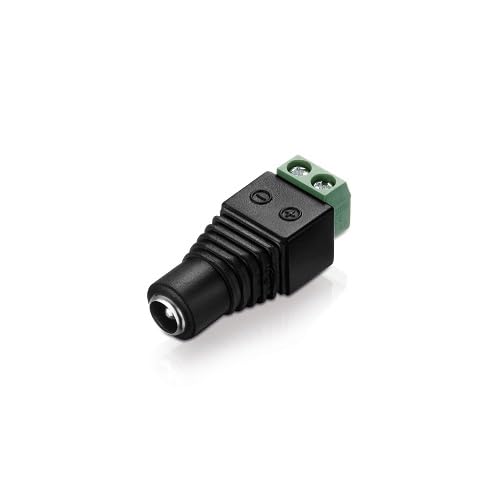 conecto, hollow plug adapter, 5.5 x 2.1mm hollow socket to two-pin terminal block, black hollow socket to terminal block single adapter