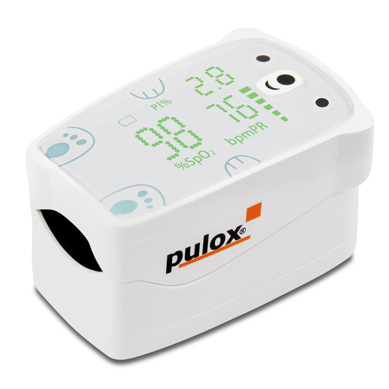 Pulox PO-235 Children's Pulse Oximeter for SpO2, Pulse Rate & PI with Alarm | For measuring oxygen saturation, pulse and perfusion index, child-friendly design for little fingers