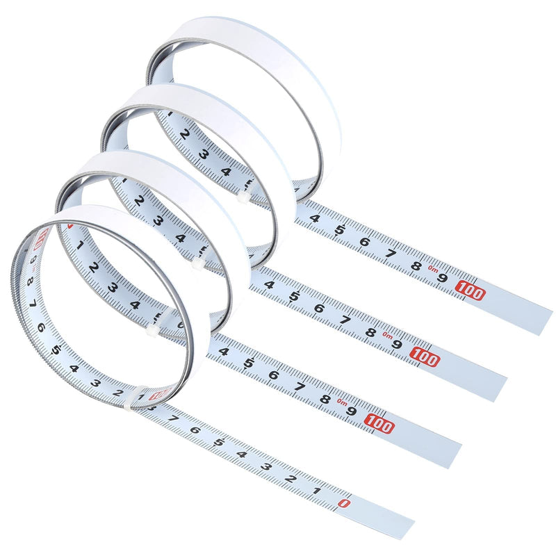 ‎FASBET Pack of 4 self-adhesive measuring tape 1m metric, for sticking, 2x 1m left to right, 1x 1m right to left, 1x 2m middle to left to right 4 rolls
