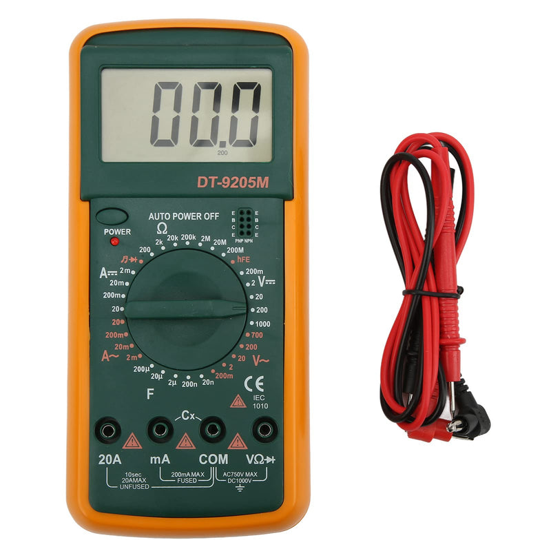 DT-9205M Handheld Multimeter LCD Digital Display Voltage Current Monitor Household Energy Consumption Tester Portable Voltmeter and Ammeter Ohmmeter Resistance Meter with 2 Test Pins