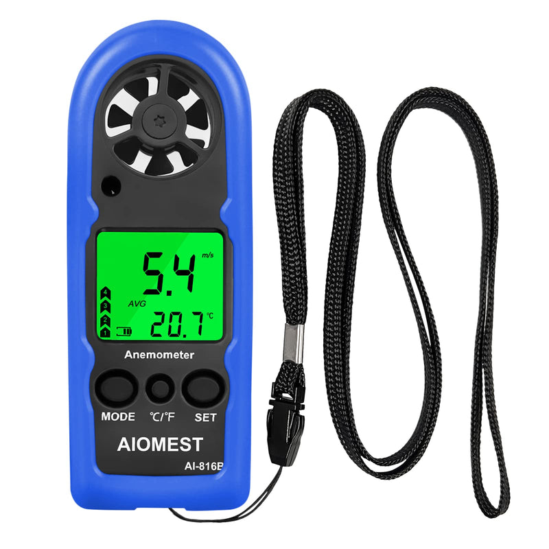 AIOMEST Wind Meter, 816B Digital Anemometer Handheld Wind Meter with Backlight, Wind Chill, MAX/AVG for Measuring Wind Speed and Air Temperature. 1PCS