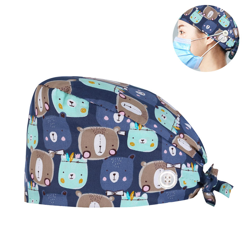 Surgical hood fabric, adjustable work cap, hood adjustable, surgical cap, surgical cap buttons, cotton dust cap cap for doctors, nurses, dentists, adjustable, women and men style 4