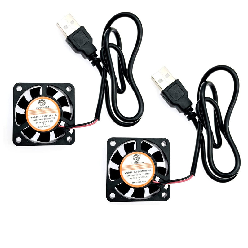 JZK 2pcs 40x40x10mm DC 5V USB Mini Cooling Fan with Wires, 4010 Small Quiet Cooling Fan 40mm, Sleeve Bearing USB Port Fan, 4cm Brushless DC Fan 5V
