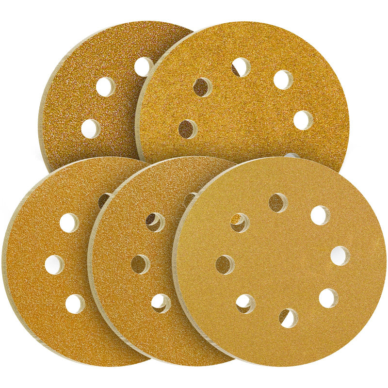 Sanding discs 125 mm Velcro sandpaper mixed grit 40/60/80/120/240 8 holes for eccentric sanders (100 pieces) mixed grit
