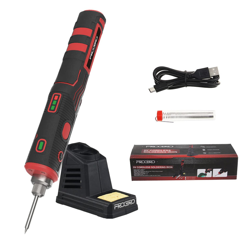 FrogBro Portable Battery Soldering Iron Improved 11Watt LD006A-Pro 2500mAh Max 520°C, High Capacity and Fast Heating, Professional Safe Wireless Soldering Kit, Suitable for Beginners and Professionals Improved Ld006a-pro