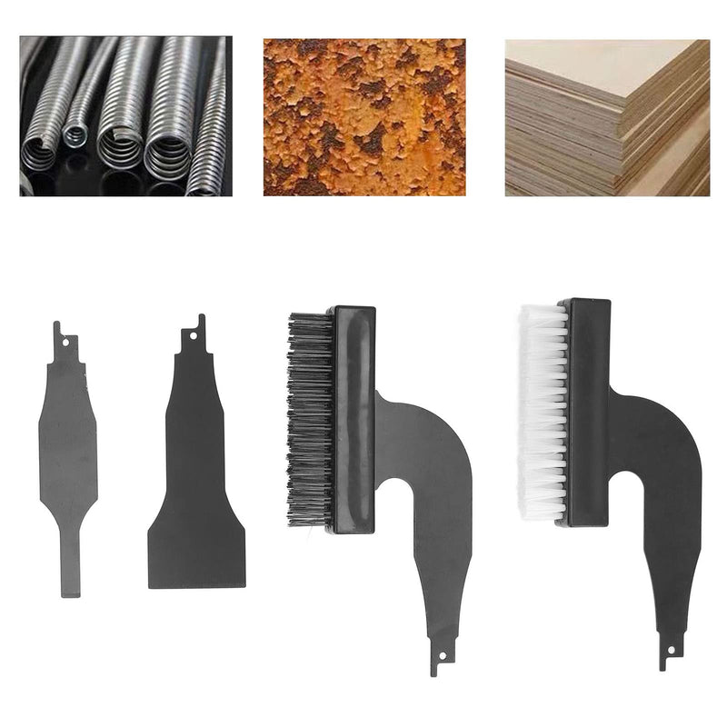 Rust Removal Tool, 4 Piece Rust Removal Brush Shovel Set Nylon Wire Grinding Brushes Reciprocating Saw Cleaning Tool with Reciprocating Blade, Grinding Cup Brushes
