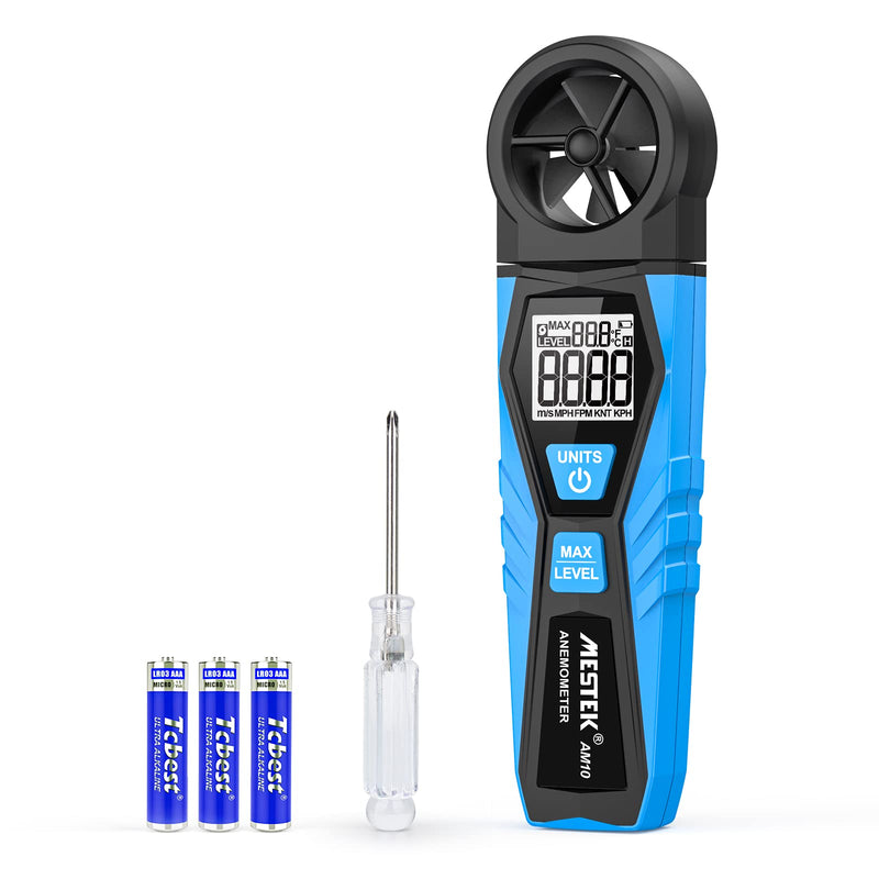 Digital Anemometer Wind Gauge MESTEK Wind Gauge Handheld Wind Speed Air Temperature Max Wind Gauge Measure 1.1~30m/s Wind Speed for Windsurfing Kite Drone Flying Sailing Surfing HVAC CFM