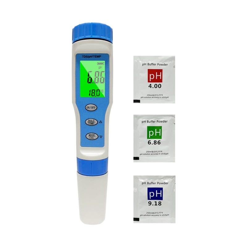 Ueomul pH meter 3 IN 1 with TDS temperature multi-parameter tester 0.01 resolution high accuracy waterproof IP67 water quality tester with automatic temperature compensation