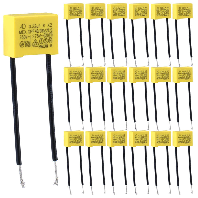 Vegena Pack of 20 interference suppression capacitors 0.22uF 275V