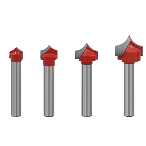 4-Piece Rounding Cutter 6 mm Shank Round Cutter Radius Cutter Set | Wood Router Cutter C3 Carbide Fitted Radius Sizes 3.96/4.76/6.35/7.96 mm 6mm Schaft