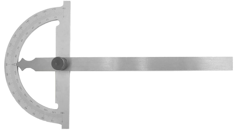 WRS precision protractor/protractor, scale matt chrome-plated, anti-glare, with metal locking screw, 0-180°, in a case, size: 120 x 150 mm