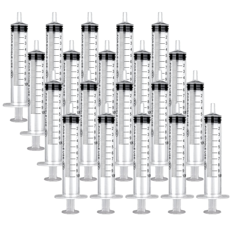 20 pack 10 ml syringe sterile syringes with lid, plastic syringes with cap, plastic syringe liquid syringe feeding syringe for newborn animals, syringes for epoxy resin laboratories dispensing
