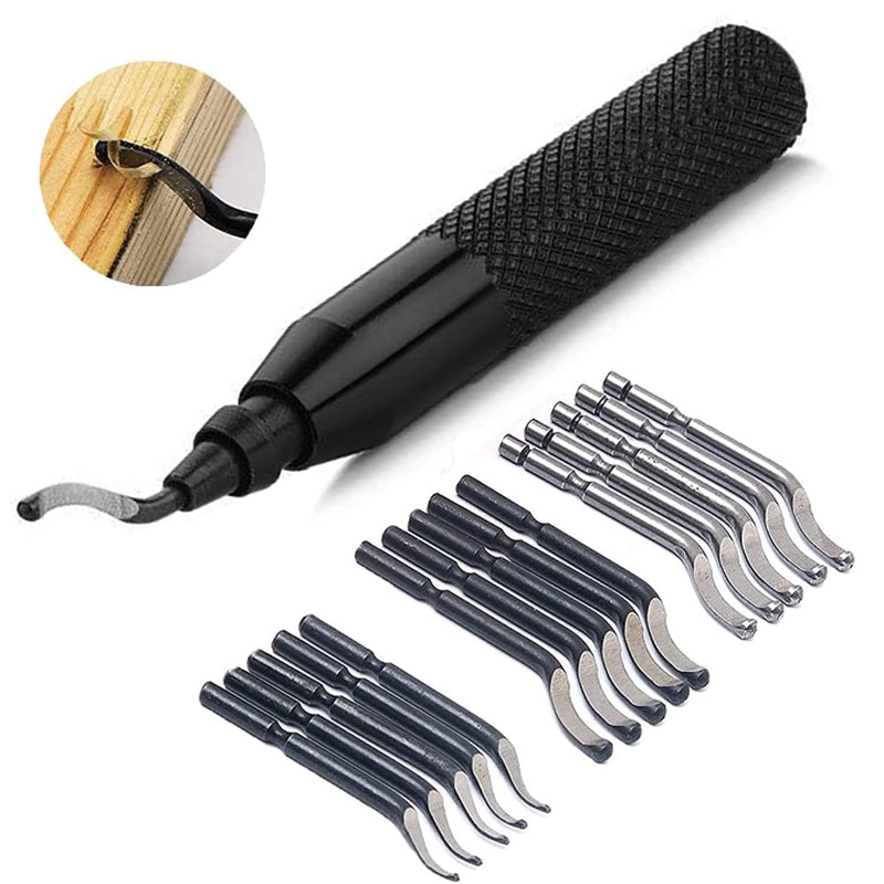 SENENQU Deburrer Tool Universal with 15 Replacement Blades Aluminum Handle Hand Deburrer, 360° Rotating Blade Deburrer Metal for 3D Printers, Plastic, Aluminum and Stainless Steel