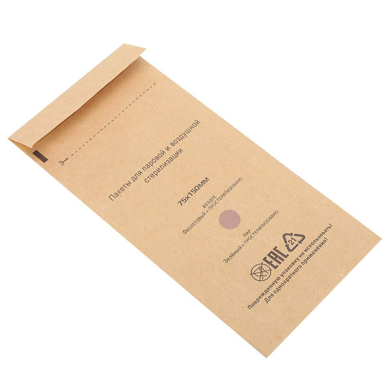 Nail Cleaner, 100 Disposable Sterilization Self-Sealing Cleaning Bags, Autoclave Kraft Paper Cleaning Bags for Dentist Tools and Nail Art Accessories (75 * 150mm) 75 * 150mm