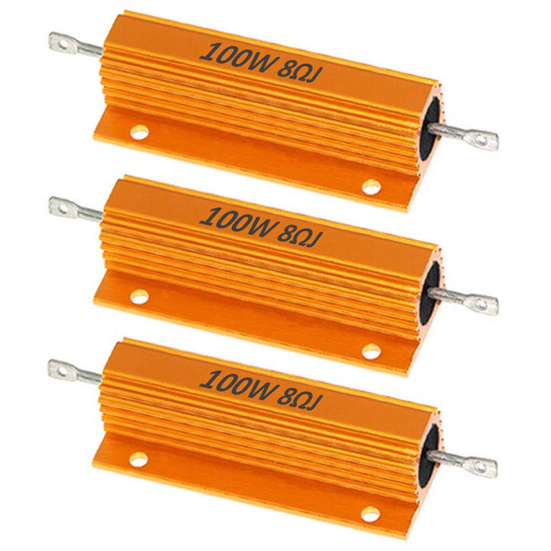 ETOPARS 3 Pcs 100W 8 Ohm 5% Aluminum Housing Wire Resistor Load Resistors Tap Resistor Chassis Mounting Wirewound Golden Housing Resistor 8 Ohm 100W Gold 100W