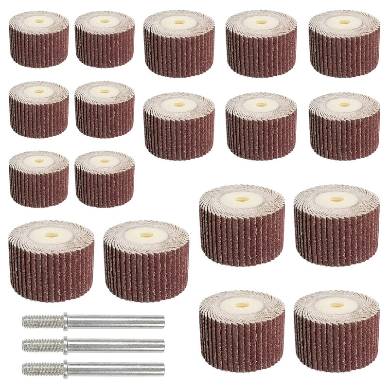 Pack of 18 flap sanders, flap sanders for drills, 80-120-180 grit sanding attachment for cordless screwdrivers, grinding stone, ball head grinder with 3 x 5.2 mm connecting rod, for rust removal, polished (18) 18