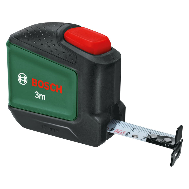 Bosch Home and Garden Bosch Tape Measure 3m (Autolock; 19mm wide tape, nylon coated, accurate 3 meter tape measure with bi-directional hook and metal belt clip)
