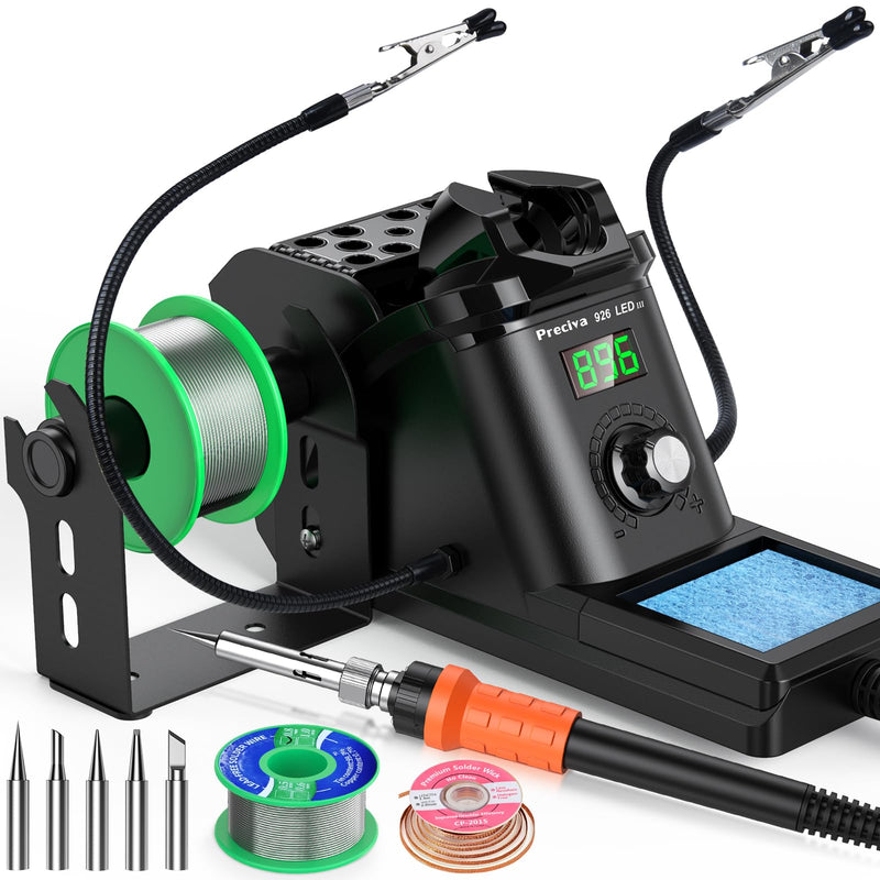Soldering station, Preciva soldering iron set 60W soldering station 90~480°C soldering iron set with 2 attachable helping hands