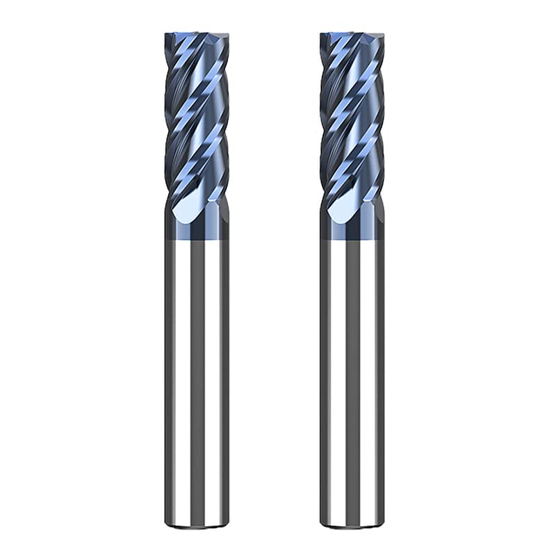 CREEYA 2 pieces carbide end mill 8 mm, 4 teeth/4 cutting edges, AlTiN black coating CNC milling cutter, solid carbide milling cutter 8 mm for metal, wood, acrylic, plastic (8 mm) 8 mm-2 pieces