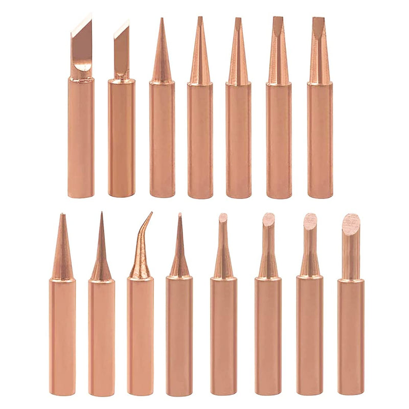 Saipor 15 pieces pure copper soldering tips set 900 m soldering tip replacement lead-free soldering station tool for Hakko, TENMA, ATTEN, Quick, Aoyue, Yihua soldering iron
