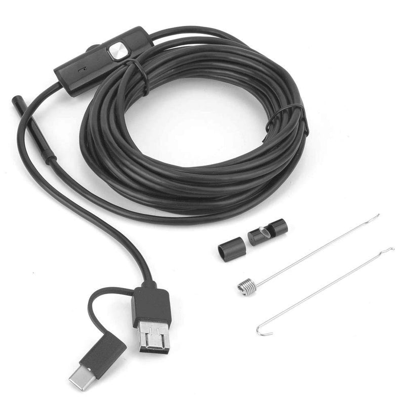 USB Endoscope 5.5mm Borescope Inspection Snake Camera Waterproof 3 in 1 6LED 5M for Smartphones