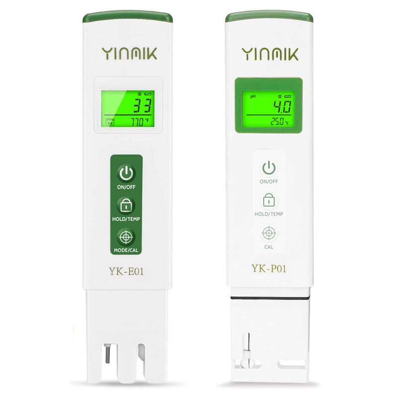 YINMIK Digital pH Meter and TDS Tester Set, TDS EC with a Horizontal Screen, ppm Meter Water, Pool pH Meter, TDS EC Meter for Drinking Water, Aquarium... Green