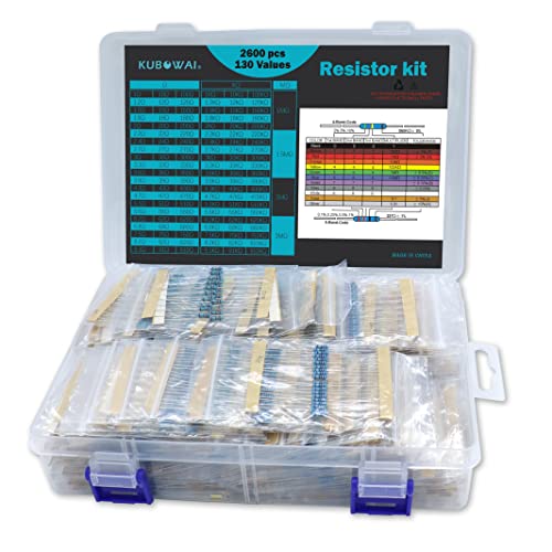 Resistor Combination Kit, 1 Ohm-3M Ohm, 1/4 Metal Film Resistor Kit (130 Value 2600 Pieces)
