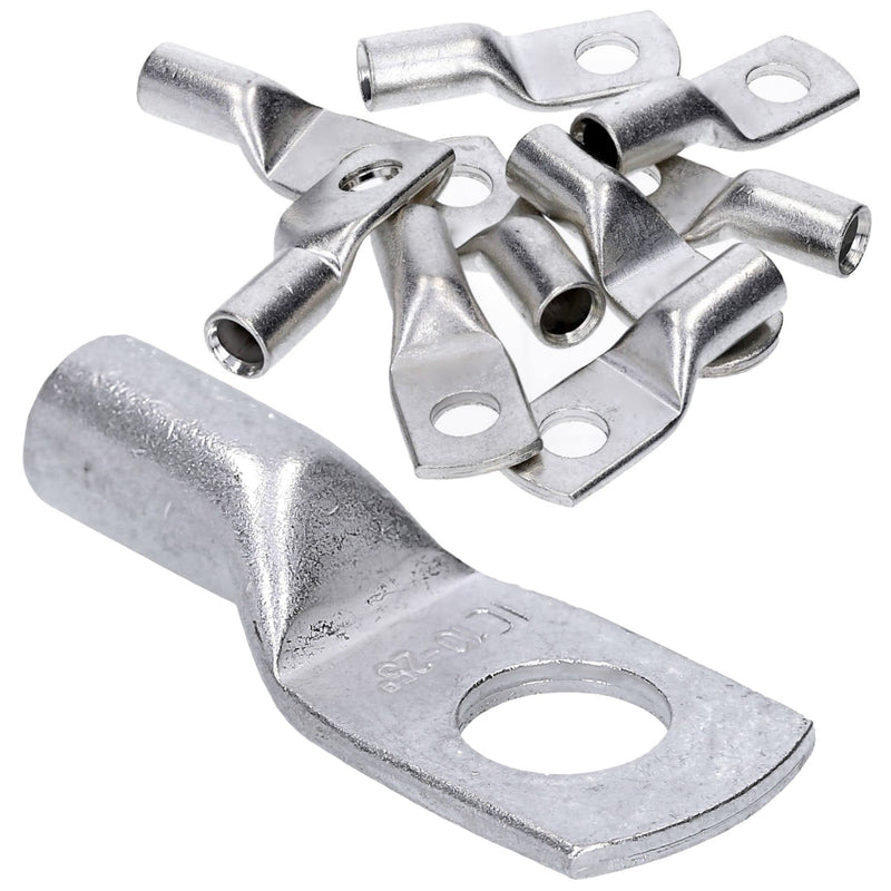 Pack of 10 Kalitec HR25-10 standard tubular cable lugs 25mm² M10 I without viewing hole I Made in Germany