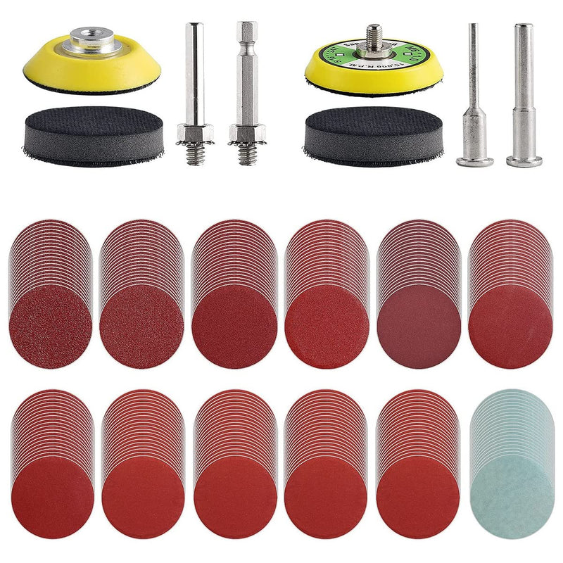 JTWEB 244 pieces sanding disc pad kit 2 inch 50 mm grit 80/100/120/150/240/320/400/600/800/1000/1200/2000/3000 sanding disc pad kit polishing pad adapter, aluminum oxide