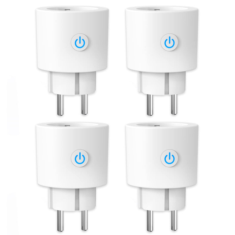 ANTELA WLAN smart socket with current measurement 16A, smart home socket compatible with Alexa/Google Home, power consumption measurement, voice control, APP remote control, 2.4GHz, 4 PCs
