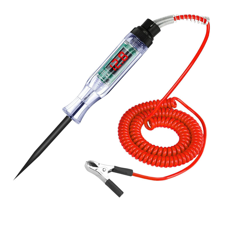 Car voltage tester with indicator light, vehicle test lamp, volt tester, current tester, tester, car test pen with alligator clip 6/12/24V