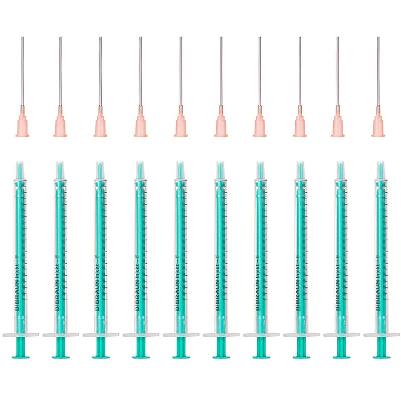 primeTEQ® 10 pieces x 1ml syringe & 10 x cannula, syringe set with blunt needle various sizes: 1ml, 2ml, 5ml, 10ml, 20ml for hobby and DIY syringes individually sterile packed 10 x 1ml syringe & 10 x cannula