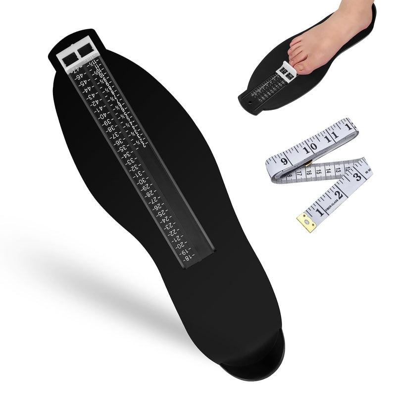 Foot Measuring Device, Shoe Sizes Measuring Sizes with 1 Measuring Tape Feet, Children Adult Shoe Measuring Device for EUR UK Shoe Measuring Device (Black)