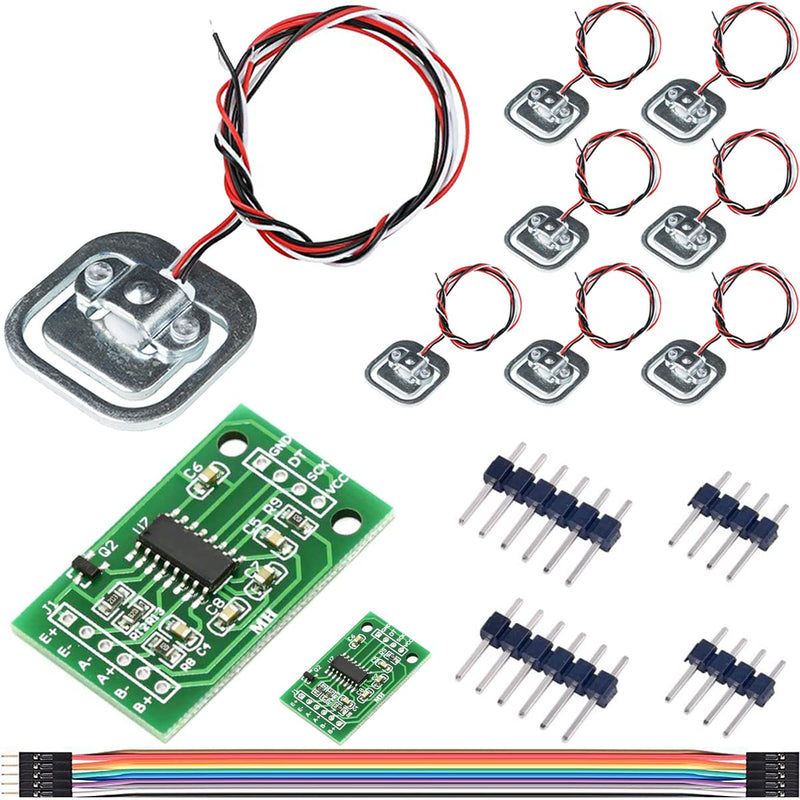 2 Sets Load Cell 50kg Weight Sensor Body Weight Half Bridge Human Body Scale Strain Gauge + HX711 24Bit Amplifier AD Weighing Module Microphone Sensor Module (Blue)