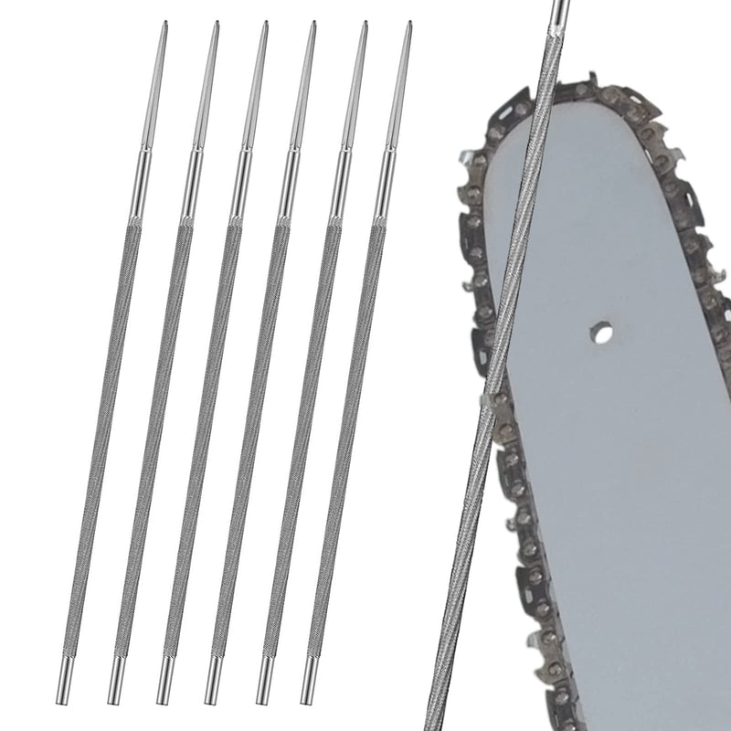 MUYAPAY round files for chainsaws 5.2 mm, 6 pieces chainsaw files, 3/8 chainsaw files round files, for repairing and sharpening saw chains, lawn mowers, chainsaw chains, sharpening tools, steel with high carbon content 5.2 mm
