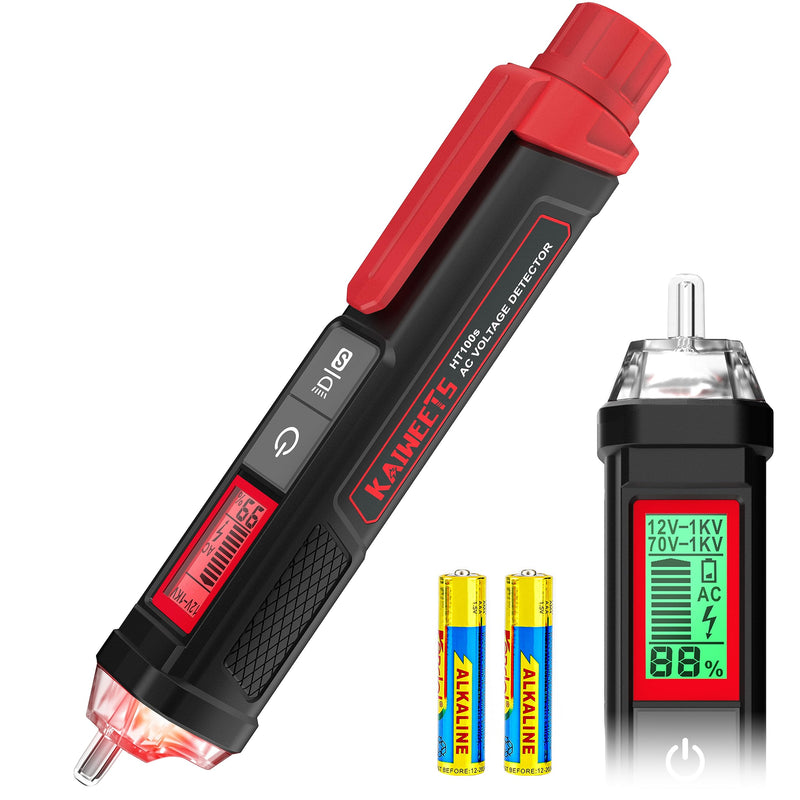KAIWEETS Non-Contact Voltage Tester AC (AC Voltage Only) HT100s with Digital Display of Voltage Strength in Percent, Electric Test Pen Phase Tester (Dual Sensitivity 12~1000V/70~1000V)