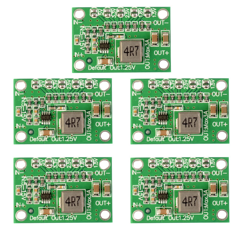 LAOMAO DC-DC Step Down Converter DC 5V-16V to 1.25V/1.5V/1.8V/2.5V/3.3V/5V 3A Adjustable Buck Voltage Converter Power Supply Adapter DC DC Converter Power Supply Module Power Supply Adapter (5 Pack)