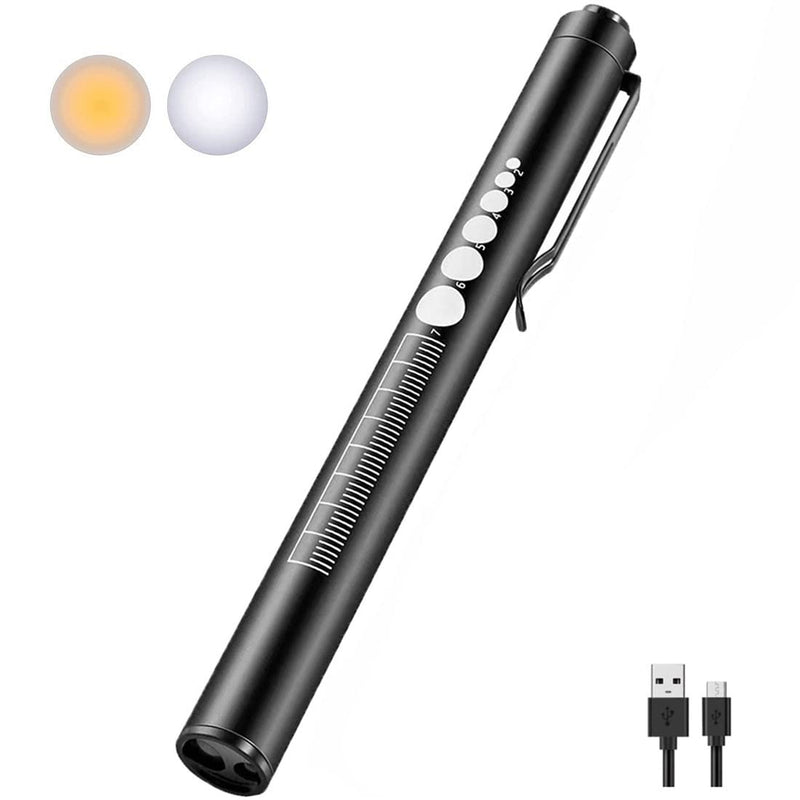 LEKIA Medical Pupil Light, Diagnostic Light, Nurse Emergency Service Accessories with Pupil Measuring Device and Ruler, Rechargeable USB LED Penlight for Nurses, Student Doctors, 1 Piece, Black